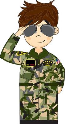 Cute Cartoon USA Military Airforce Fighter Pilot Character in Sunglasses
