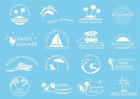 Vector Summer Symbol Icon Set Isolated On A Light Blue Background.