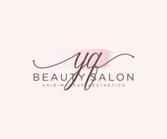 Initial YQ feminine logo collections template. handwriting logo of initial signature, wedding, fashion, jewerly, boutique, floral and botanical with creative template for any company or business. vector