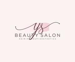 Initial YS feminine logo collections template. handwriting logo of initial signature, wedding, fashion, jewerly, boutique, floral and botanical with creative template for any company or business. vector