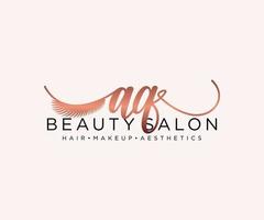 Initial AQ feminine logo collections template. handwriting logo of initial signature, wedding, fashion, jewerly, boutique, floral and botanical with creative template for any company or business. vector