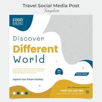 Travel Holiday vacation tour square flyer post banner and social media post template design vector