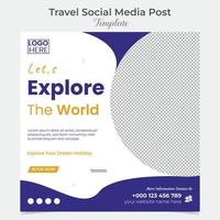 Travel and tour holiday vacation square flyer post banner and social media post template design vector