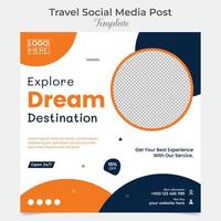Holiday travel and tourism square flyer post banner and social media post template design vector