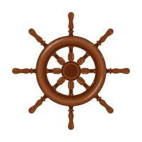 Cartoon ship's wheel on a white background. Vector illustration.