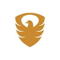 Animal bird falcon with shield luxury logo vector