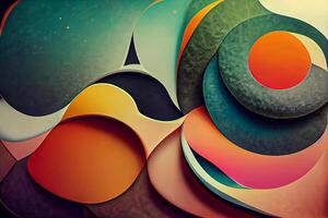 illustration of Colorful abstract panorama wallpaper background with round shapes and forms. Abstract organic floral wallpaper background illustration photo