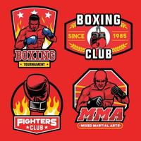 boxing badge set vector