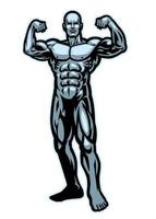 bodybuilder flexing muscle pose vector