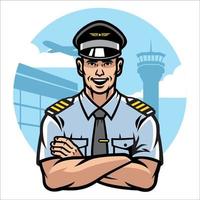 pilot smiling and crossing the arms vector