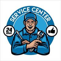 service center worker badge vector