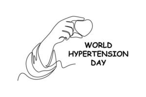 Single one line drawing love your heart. World hypertension day concept. Continuous line draw design graphic vector illustration.