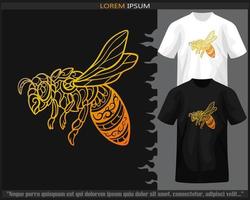 degradado vistoso aguijón abeja mandala letras aislado en negro y blanco t camisa. vector