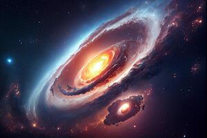 illustration of Milky Way Galaxy colliding with Andromeda Galaxy, universal and outer space photo