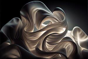 illustration of white cloth in dark room, back light. Texture and material photo