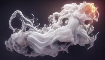 illustration of White curve fog, smoke, clouds, fire and dark background with spotlight. Abstract illustration art. Pattern texture, use for ad, poster and template, business.Digital art photo