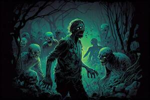 illustration of the fact that the zombies were naturally bioluminescent made the hoards of them oddly beautiful at night photo