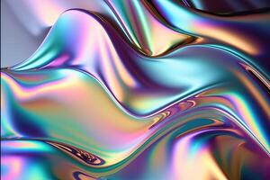 illustration of holographic liquid background. Holographic iridescent backdrop. Pearlescent gradient and foil effect for design prints. Rainbow metal photo