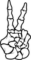 Vector Illustration Of Hand Skeleton Showing Victory Sign