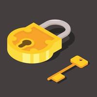 Vector Image Of Golden Padlock And A Key