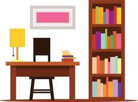 vector imagen de un estante para libros con libros en un habitación