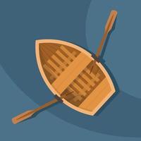 Vector Image Of A Wooden Boat With Paddles