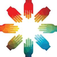 Colored Silhouette Of Hands Together vector