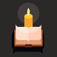 Vector Image Of An Open Bool And Lit Candle