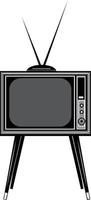 Black And White Vector Image Of An Old Tv Set