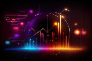 illustration of crypto market data, chart, silhouette crypto currency market, isometric, colorful gradient background photo