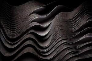 illustration of black wavy abstract layer as panorama background, gain and metal photo