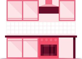 Vector Graphics Of A Kitchen In Pink Color