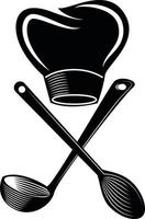 Monochrome Vector Graphics Of Utensils And Chef'S Hat