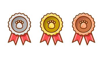 Pet Medals Bold Cartoon Style Front View Simple Illustration vector