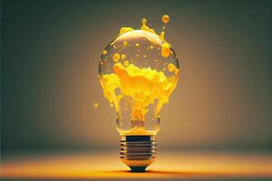 illustration of bright idea for business, education, star up growth, light bulbs on dark background, idea concept photo