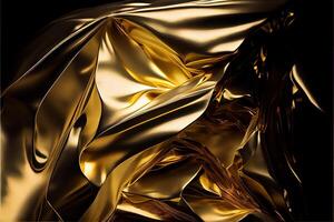 illustration of Foil golden and silver, crumpled metal texture photo