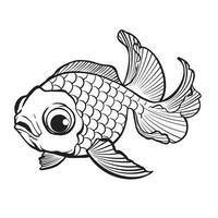 negro tatuaje pez, pez dorado, koi pescado en blanco antecedentes vector