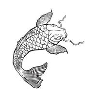 negro tatuaje pez, pez dorado, koi pescado en blanco antecedentes vector