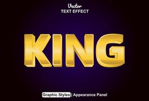 king text effect with gold color graphic style and editable. vector