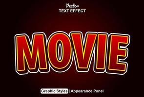 movie text effect with red graphic style and editable. vector