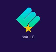 Star and rising letter E logo. Unique color transitions. Unique corporate star and letter logo template. vector