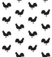 Vector seamless pattern of rooster silhouette