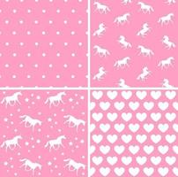 Vector set of seamless pattern of unicorn silhouette