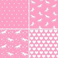 Vector set of seamless pattern of unicorn silhouette