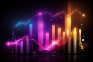 illustration of crypto market data, chart, silhouette crypto currency market, isometric, colorful gradient background photo