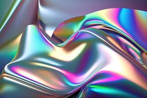 illustration of holographic liquid background. Holographic iridescent backdrop. Pearlescent gradient and foil effect for design prints. Rainbow metal photo