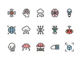 Artificial intelligence icon set. Vector illustration.