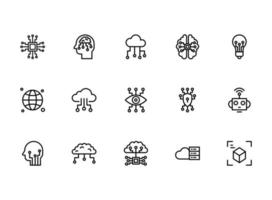 Artificial intelligence icon set. Vector illustration.
