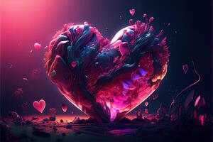 illustration of Valentine day background, love, romantic concept, heart shape. Neural network generated art. Digitally generated image. Not based on any actual scene or pattern. photo