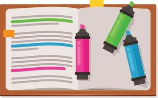 Vector Image Of An Open Notebook And Colorful Markers